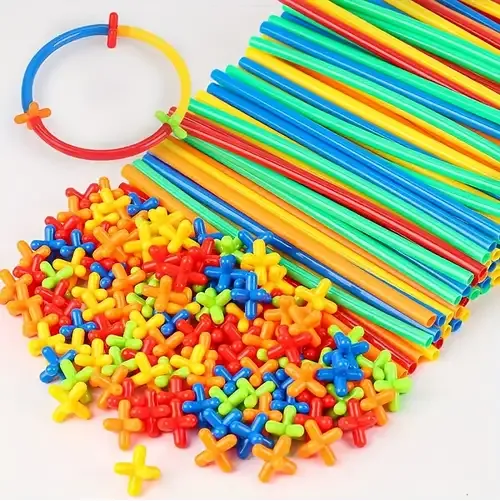Straw Constructor Toys STEM Building 550 Toy With Box Interlocking Plastic Engineering Thin Tube Blocks Educational Kit for 3 4 5 6 7 years Kids Boys and Girls Gift image 6
