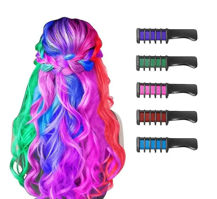 Hair Chalk Comb, 5Colors Temporary Hair Dye Marker Gifts for Adults 8 9 10 11 12 years old Girls Kids for Halloween Christmas Birthday Party, Cosplay image 1