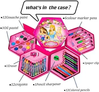 46 Pieces Coloring Kit Set - With Color Pencil, Crayons, Water Color, And Sketch Pens - Hexagon image 2