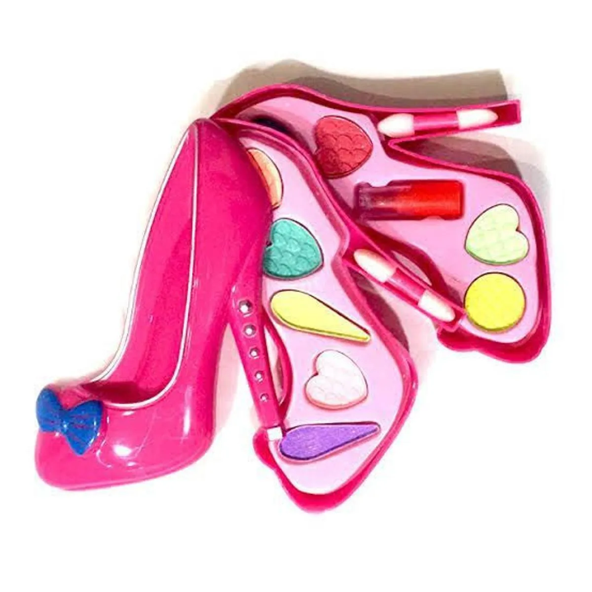 Girls Makeup Kit High Heel Cosmetics Eye Shadow Palette Children's Non-Toxic Makeup Cosmetics Lip Gloss Blush Safety Cosmetics Box Toy - pink