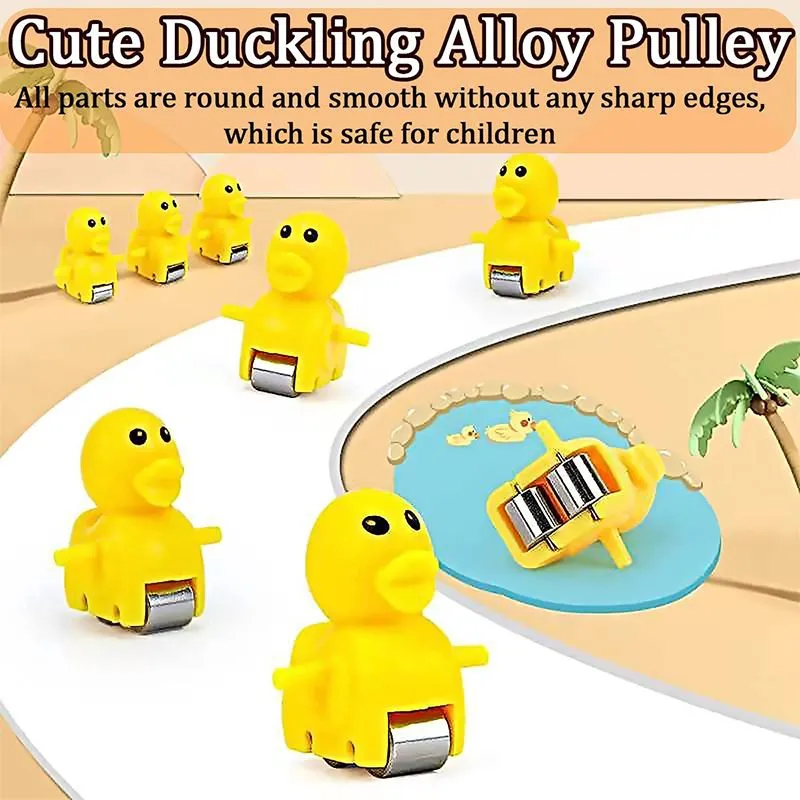 3 Pes Small Yellow  Duck For Electric Rail Racing Track Climbing Stairs Toy Music Duck Roller Coaster Toy Racing Duck Track For Boys And Girls Only Ducks image 7