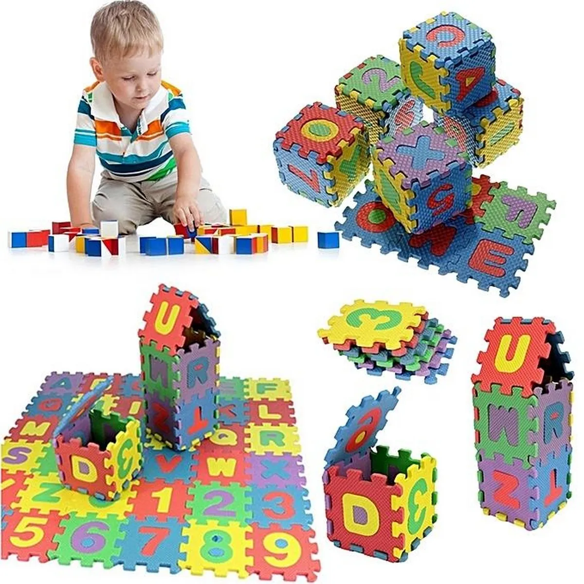 Kids Foam Play Mat (36-Piece Set) 5 x 5 CM Interlocking Alphabet and Numbers Floor Puzzle Colorful EVA Tiles Girls, Boys Soft, Reusable, Easy to Clean image 3