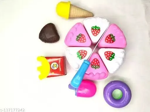 Kids Kitchen Toys DIY Cutting Birthday Cake Pretend Play Food pink - 22 Pcs image 3