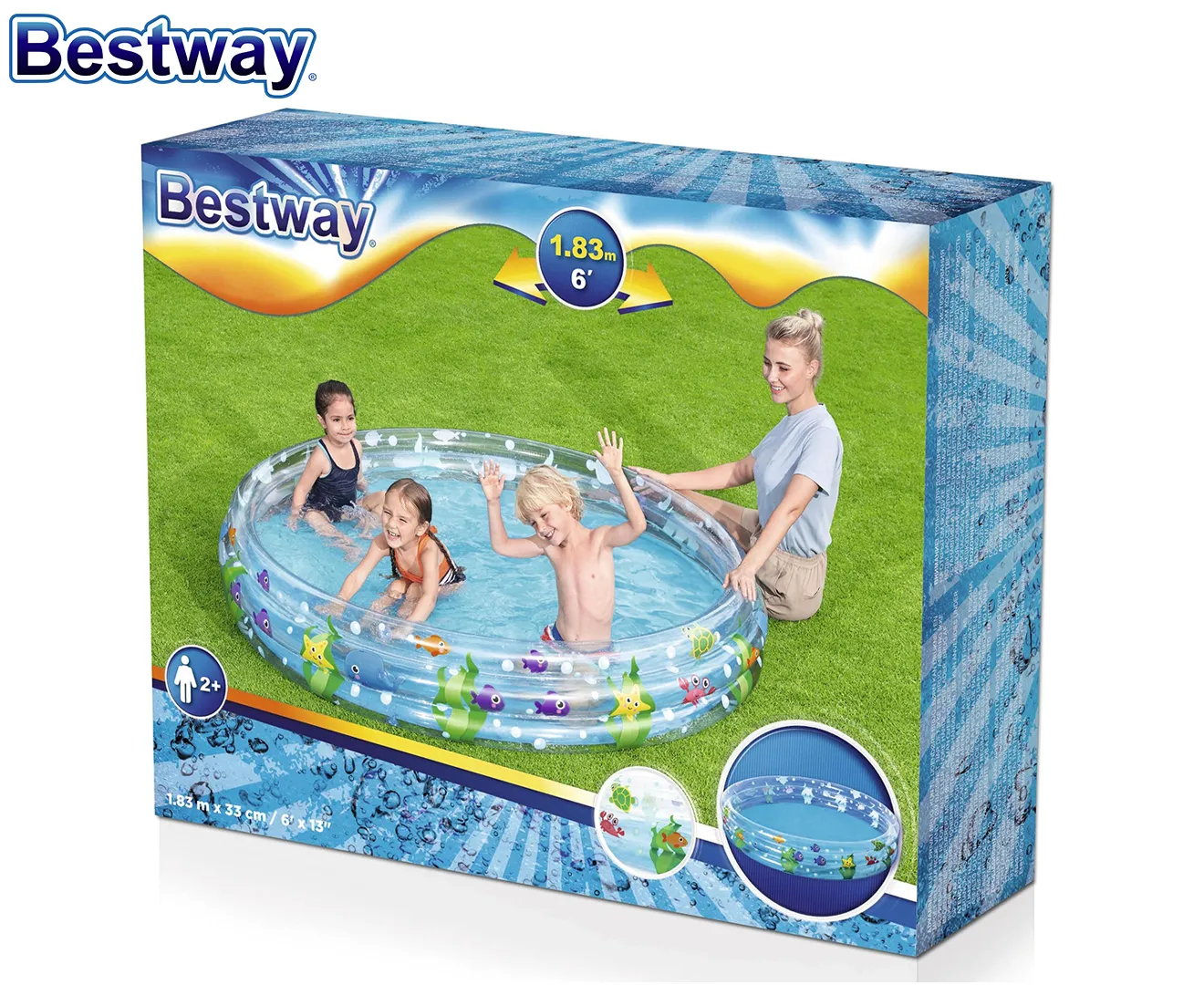 BESTWAY 6ft x 13" DEEP DIVE 3-RING POOL 183X33CM image 3