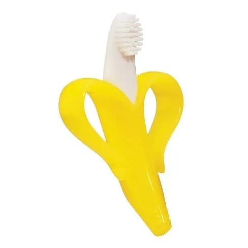 Soft Silicone Baby Banana Yellow Banana Infant Toothbrush, Easy to Hold, Train Infants Babies and Toddlers for Oral Hygiene, Teether Effect for Sore Gums, 4.33" x 0.39" x 7.87", BR003 image 7