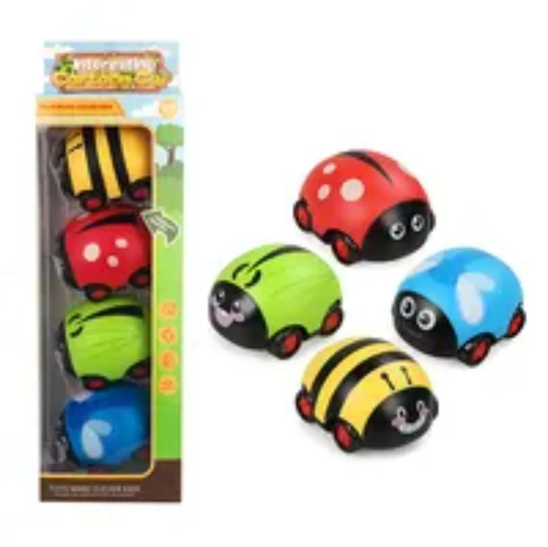 4 Pcs Ladybug Pull Back Car Educational Toys For Toddlers Party Favors Infant Car Toys Educational Toys For Kids Ladybug Toys Pull Back Cars Kids Trucks Sports Car Abs Grasp Child image 3