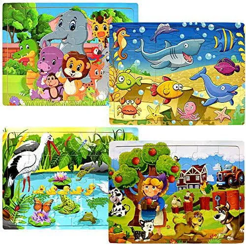 Wooden Jigsaw Puzzles Set for Kids Age 2-6 Year Old 30 Piece Colorful Wooden Puzzles for Toddler Children Learning Educational Puzzles Toys for Boys and Girls  image 4