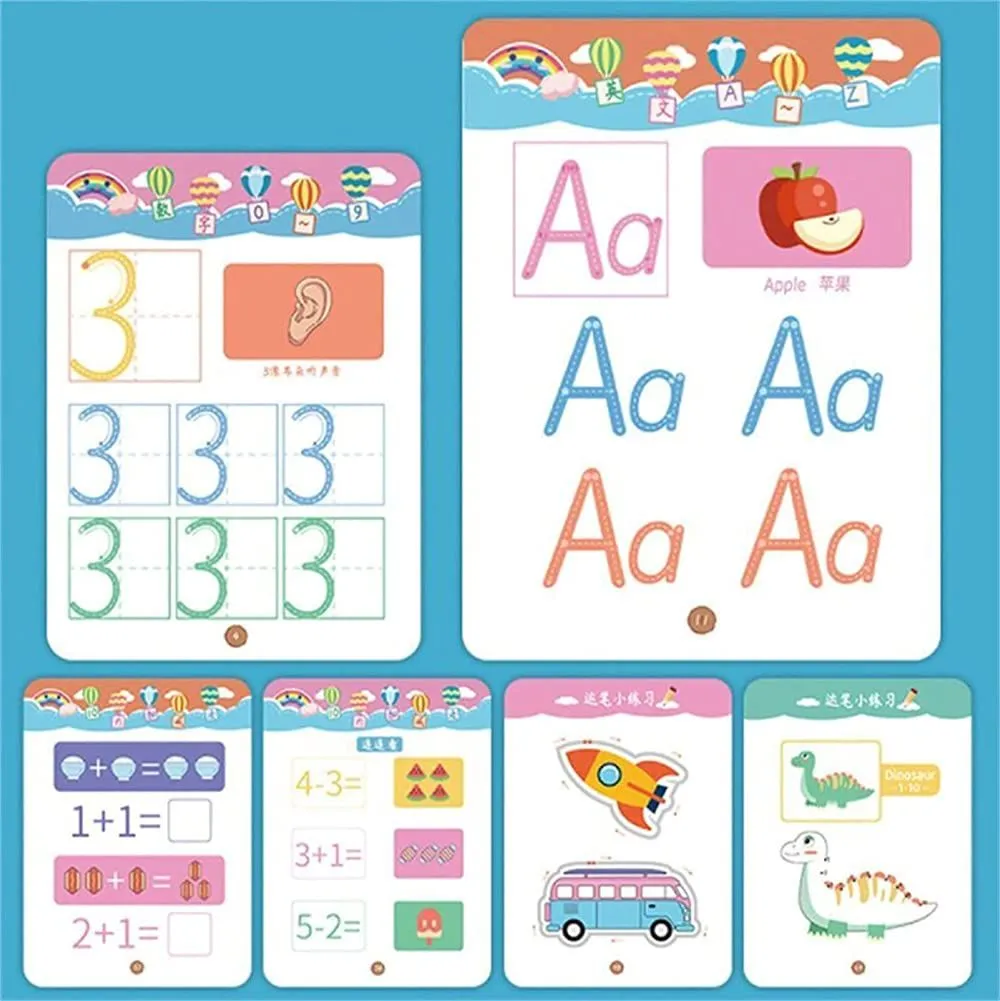 Magical Tracing Workbook Reusable Calligraphy Copybook Practice Drawing Book with Pen and Eraser,Help Children Improve Concentration and Hand-Eye Coordination
 64 Pages image 3