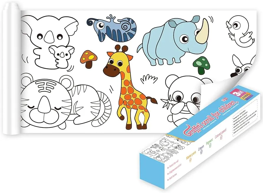 DIY Children Drawing Toys Arts Creative Handmade Graffiti Scroll Color Filling Painting Drawing Paper with Watercolor Pigments With 6 Poster Color Roll Size 150 x 19.7 CM: image 7
