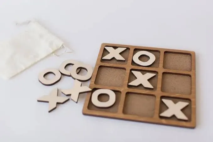10-Piece Premium Wood Tic-Tac-Toe Board Game 6" Outdoor/Indoor Party Set Toy for Children/Adults, Classic Coffee image 4