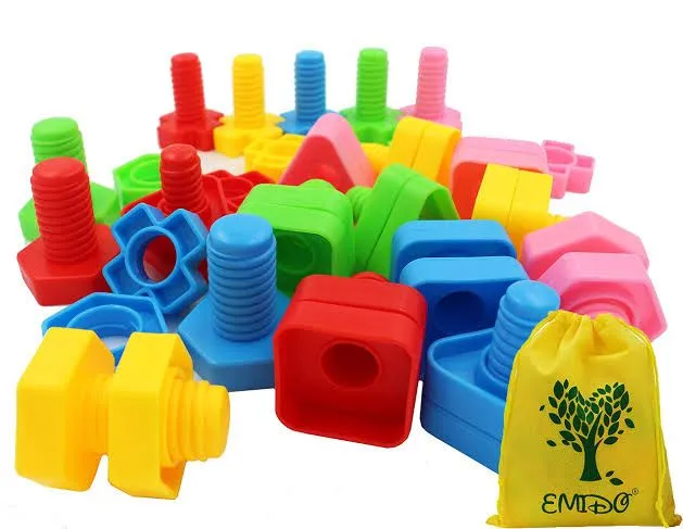 Kids Screwing Building Blocks Children Focus Screw Nut Shape Creative Mosaic Puzzle Toys for Children Plastic Educational Blocks image 2