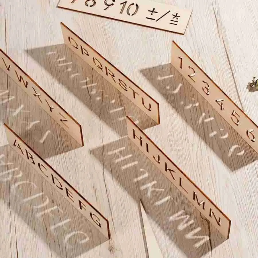 Alphabets A To Z Letter Educational Wood Hand Writing Stencil Board (4 PIECES) Alphabet Recognition Reading And Drawing Hand And Eye Co-ordination Size 8x2 inches With Free Pencil And Eraser image 3