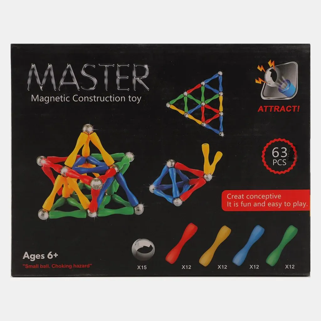 Magnetic Building Set - Educational and Stimulating Magnetic Toy for Both Kids and Adults, 3D Building Blocks & Tiles Puzzle 63 Pcs & 124 Pcs image 4