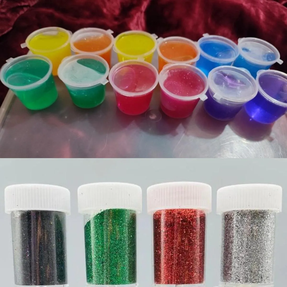 Pack of 12 Slime For Kids With 4 Glitter Bottles for Art and Craft 10ml, Magic Crystal Soft Slime Fluffy Slime Playful Kit For Boys & Girls image 1