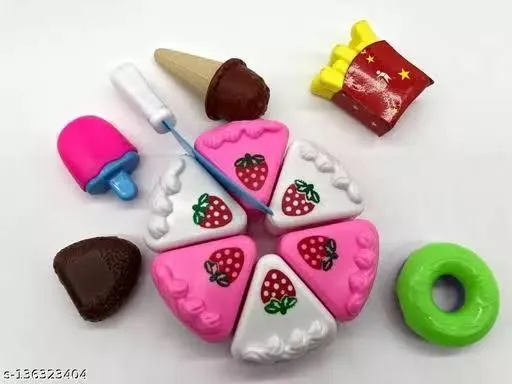 Kids Kitchen Toys DIY Cutting Birthday Cake Pretend Play Food pink - 22 Pcs image 4