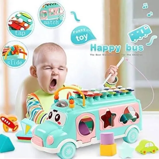 Music Xylophone Bus Toys Instrument Knocking Piano Lovely Beads Blocks Shape Sorting Learning Educational Baby Toys For Children image 3