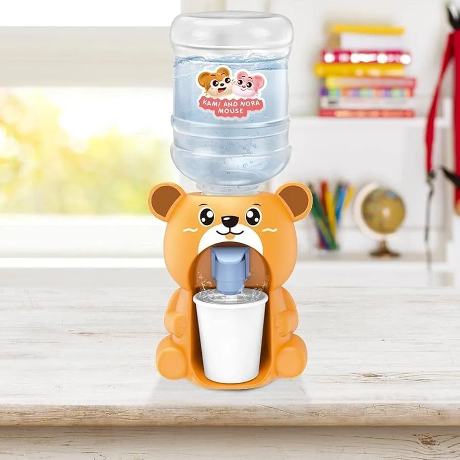 Mini Water Dispenser for Children Kids Gift Cute Water Juice Milk Drinking Fountain Simulation Cartoon Bear Kitchen Toy image 2
