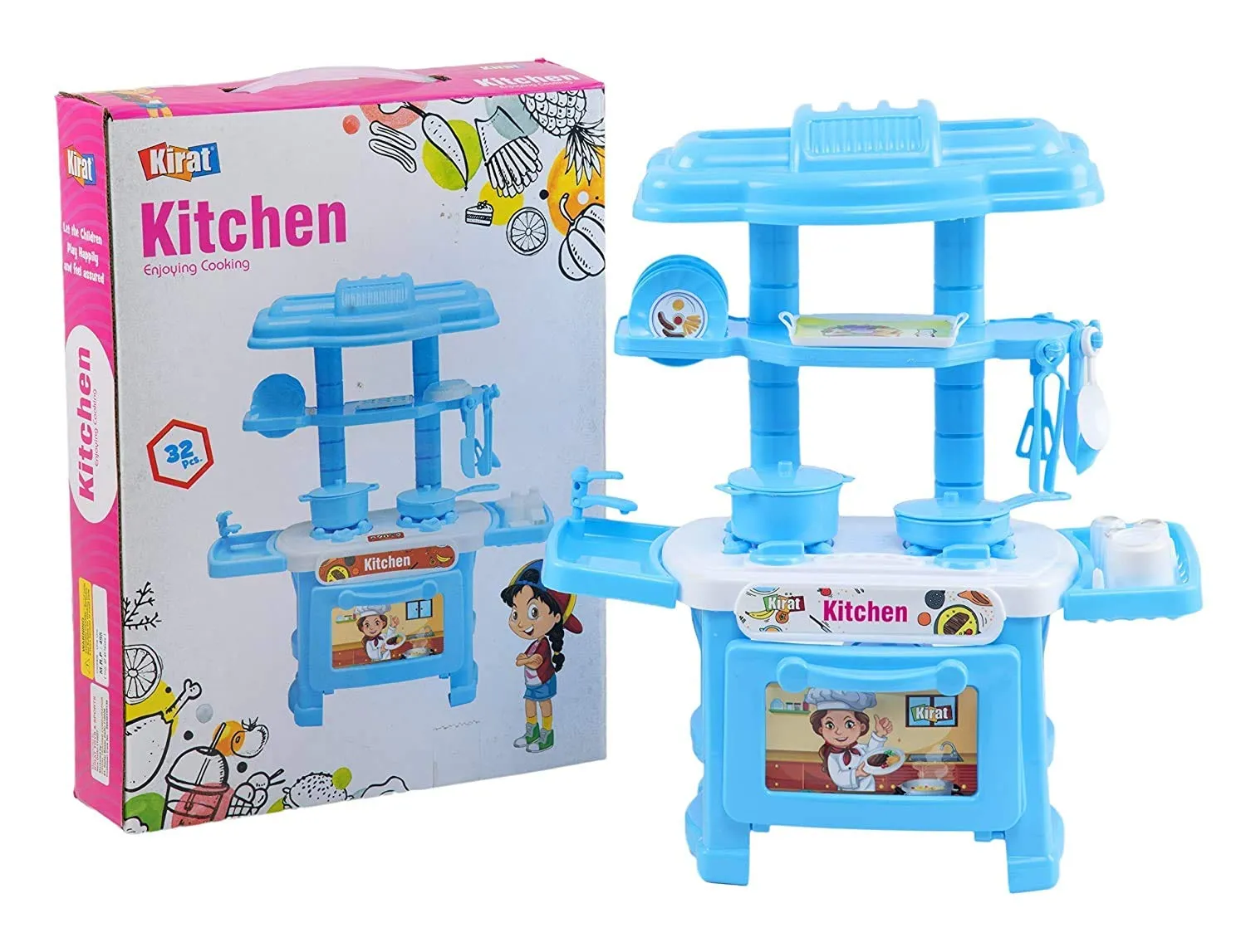 Hello Kitty/Disney Princess Themed Kids Play Kitchen Set - 32-Piece Pretend Cooking Toy with Utensils and Accessories for Ages 3+ image 2