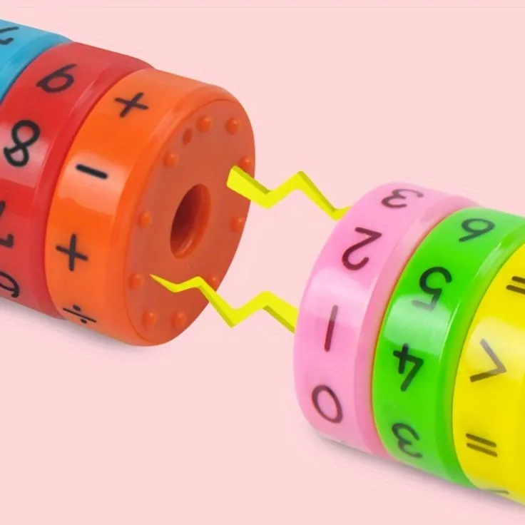 Children Magnetic Mathematics Digital Learning Educational Toys Magic Intelligence Arithmetic Maths Puzzle Cube For Kids Gift  Engaging Maths Teaching Toy: Detachable Magnetic Calculator For Kids - Add, Subtract, Multiply & Divide! image 3