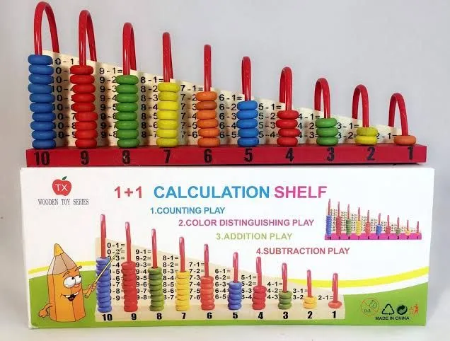 First Generation Wooden Calculation Shelf Abacus for Counting, Addition and Subtraction, Math’s Learning Early Educational Kit Toy for Kids. image 4