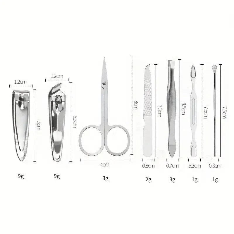 7 In 1 Manicure Kit, Carbon Steel Professional Pedicure Kit, Nail Scissors Grooming Kit with Leather Travel Case, Men Women Manicure Pedicure Kit, Nail Care Tool For Home Use image 3