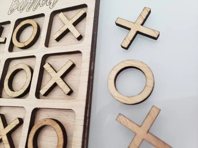 10-Piece Premium Wood Tic-Tac-Toe Board Game 6" Outdoor/Indoor Party Set Toy for Children/Adults, Classic Coffee image 2