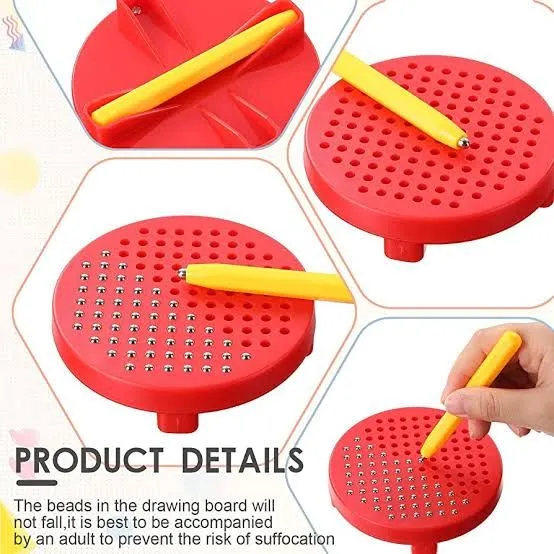 Mini Magnetic Bead Board for Kids Magnetic Drawing Board for Toddlers School Kindergarten Magnet Toys Gift Drawing Stylus Round Magnet Tablet Pad Erasable Reusable Writing Playboard Stem image 2