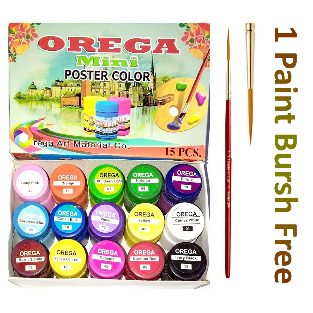 Pack Of 15 Orega Poster Color Colours Colors - 15 different shades bottles 15cc image 2