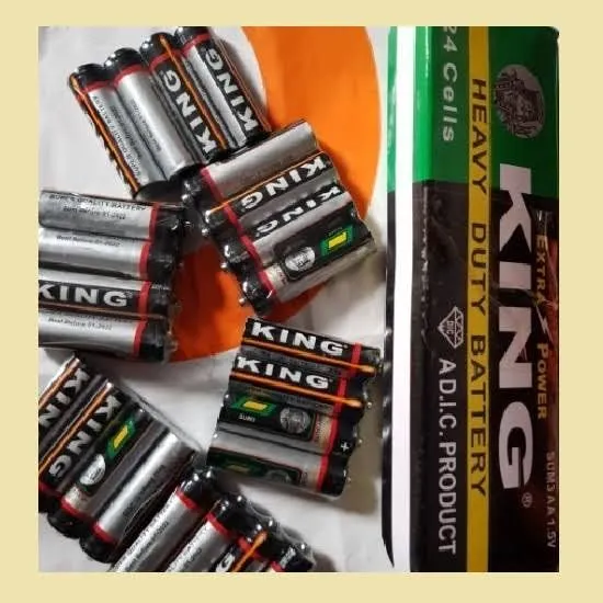 Heavy Duty King Battery AA 1.5V Orignal King Heavy Duty Cell Pack of 4 - 12 - 24 AA Size Regular Cell image 5