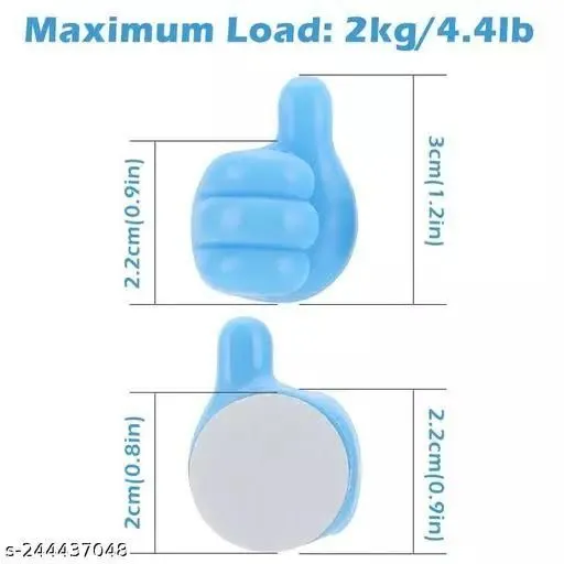 Self Adhesive Thumb Wall Hooks for Hanging, Cable Organizer Clips, No Punching Key Hook Holder, Multifunctional Utility Silicone Hooks Desk Wire Management, Random Color, Pack of 10 image 6