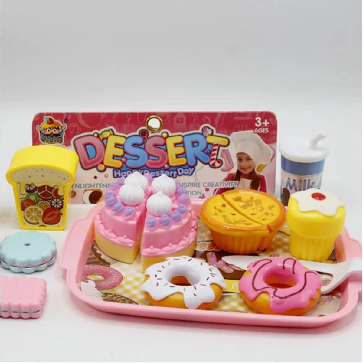 Kids Kitchen Toys DIY Cutting Dessert Baking Goods Cake, Donut, Ice Cream Cutting Set image 2