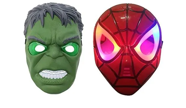 Kids Halloween Prank Luminous Led Spiderman Hulk Avengers Superman Hulk  Batman Face Mask Superhero  Led Light Up Mask For Kids Ages 3 And Up Multicolor Plastic Face Mask image 3