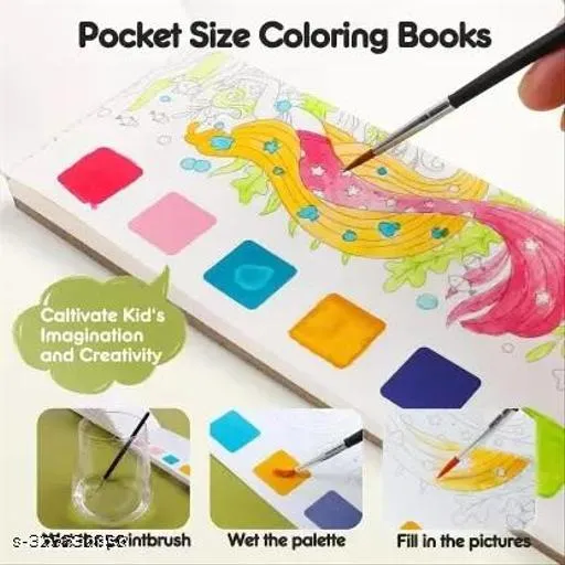 Pocket Watercolor Painting Book, DIY Magic Water Coloring Books with a Brush, Watercolor Pocket Palette, Reusable Paint with Water Books for Kid Age 3-10 image 2