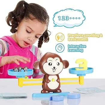 Monkey Balance Math Game, Monkey Weighing Scale Montessori Educational Stem Counting Toys for Kids 3 4 5 Years Old Age (E) image 2