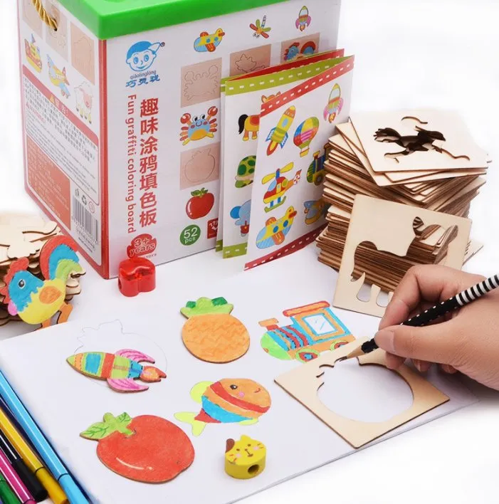 Kids Wooden Drawing & Puzzle Kit Best Learning Toy For Kids 12 Pieces image 6