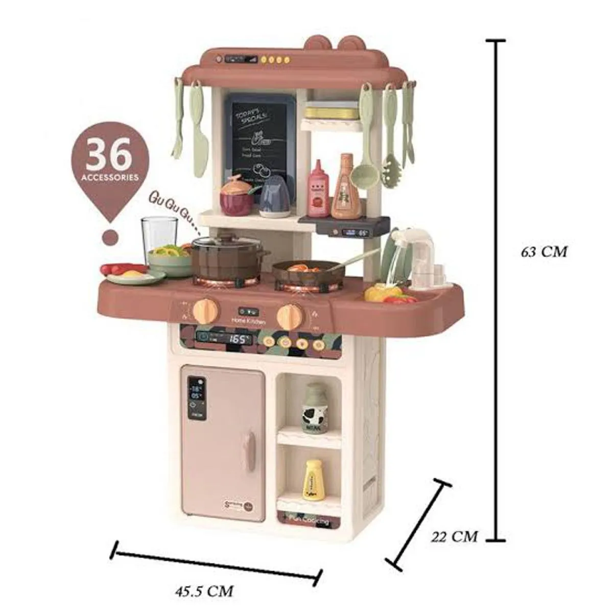 Little Kids Kitchen Pretend Play Set with Light & Sound and Plastic Accessories Included Playset Toys for Girls and Boys - 36 pcs image 2