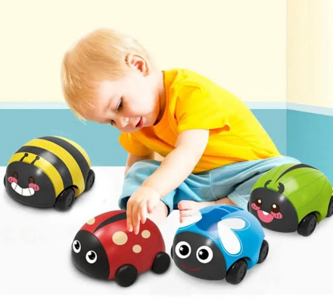 4 Pcs Ladybug Pull Back Car Educational Toys For Toddlers Party Favors Infant Car Toys Educational Toys For Kids Ladybug Toys Pull Back Cars Kids Trucks Sports Car Abs Grasp Child image 2
