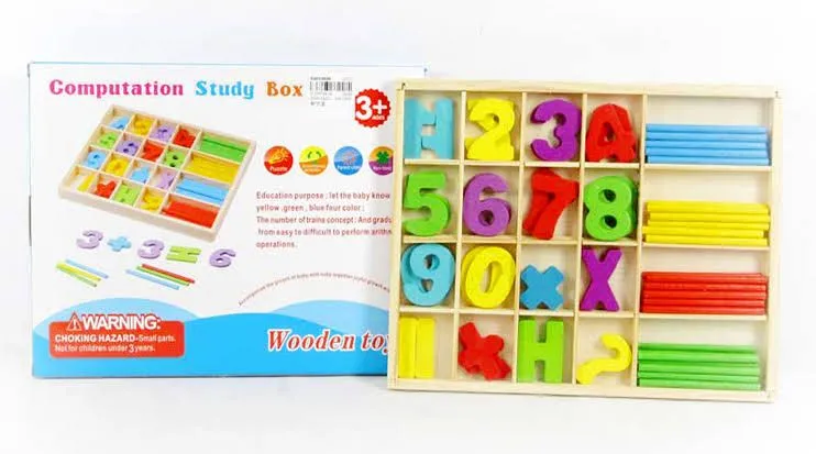 Wooden Computation Study Box with Number Blocks for Basic Math Calculations/Time Recognition Educational Indoor & Outdoor Toy for Children Kids Ages 3+ Years image 4
