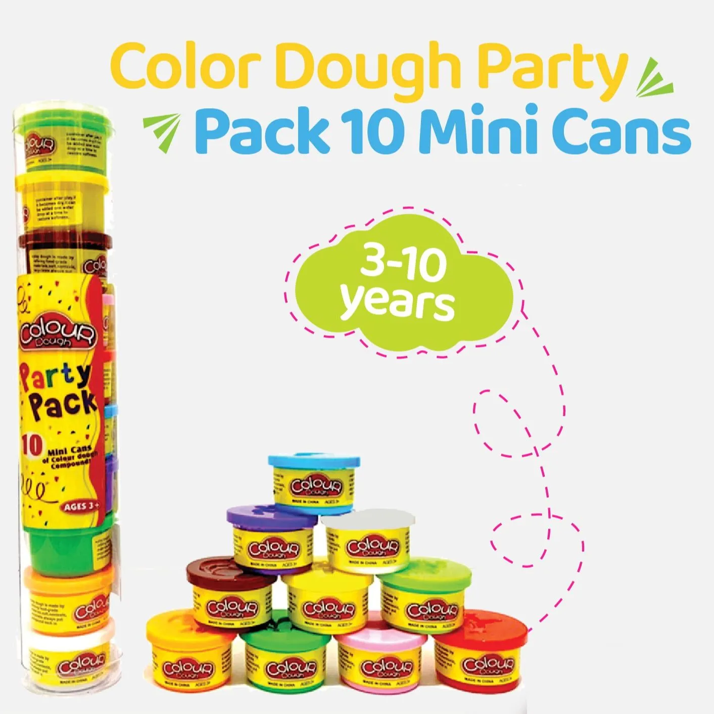 Pack of 10 Pack of Color Dough - w/ 6 BONUS Dough Cutters & Built-In Molding Lids Mega Modeling & Sculpting Playset With 10 Individual 2-Ounce Cans of Dough - Bulk Party Pack image 2