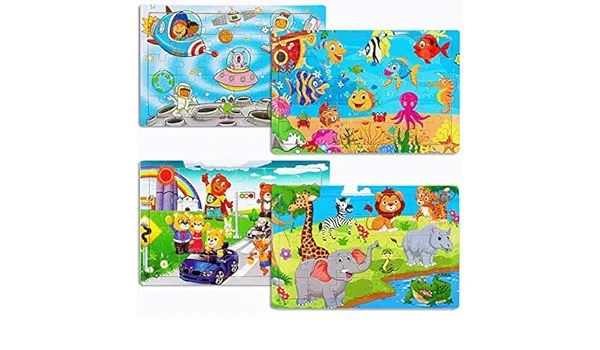 Wooden Jigsaw Puzzles Set for Kids Age 2-6 Year Old 30 Piece Colorful Wooden Puzzles for Toddler Children Learning Educational Puzzles Toys for Boys and Girls  image 2