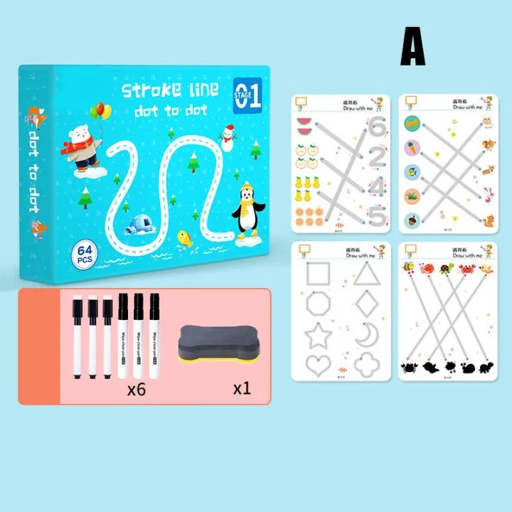 Magical Tracing Workbook Reusable Calligraphy Copybook Practice Drawing Book with Pen and Eraser,Help Children Improve Concentration and Hand-Eye Coordination
 64 Pages image 4
