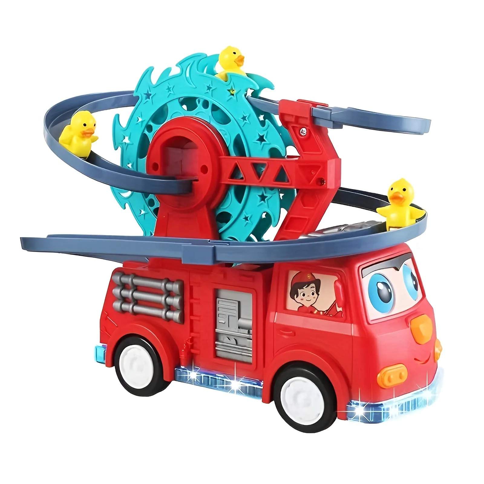 Duck Climbing Stairs, Electric Universal Fire Rail Car, Music And Lighting Ferris Roller Skate Slide Toys, Boys Girls Kids Toys image 3
