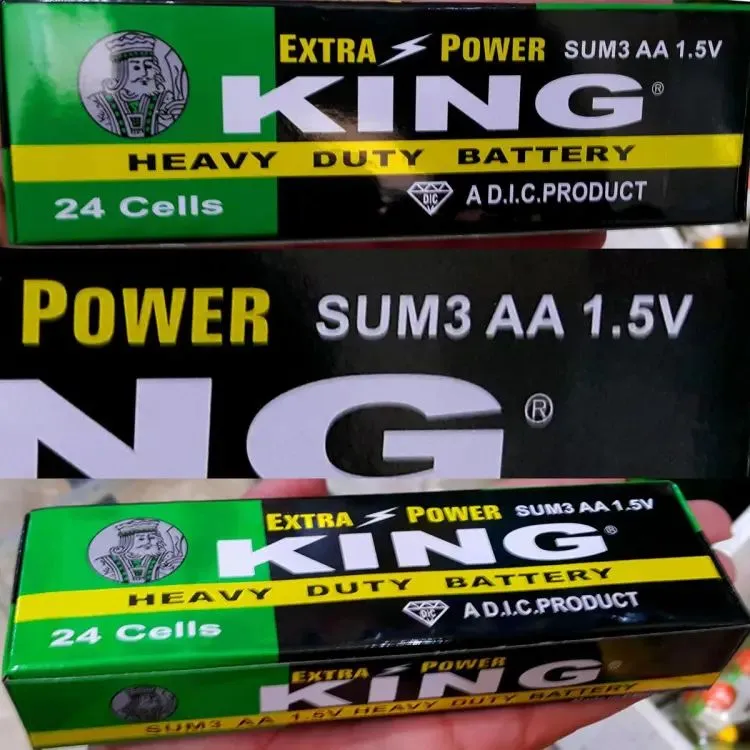 Heavy Duty King Battery AA 1.5V Orignal King Heavy Duty Cell Pack of 4 - 12 - 24 AA Size Regular Cell image 2