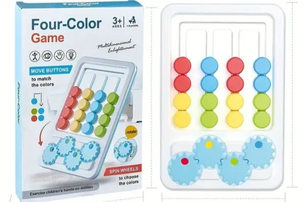 Color Matching Puzzle Toys Montessori Brain Teasers Game For Kids Road Trip Tpy For Boys & Girls Handheld Games For Travel Ideal Christmas Birthday Gift Four-color Walking Chess advanced Walking Tabletop Game Logic Training Tips Focus Toys