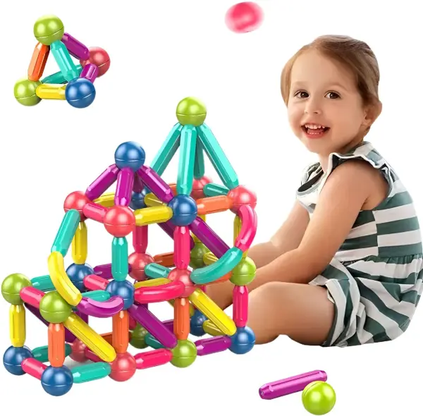 24-36-42-64 Pes Magnetic Blocks Set Toy Magnetic Bar Constructor Building Blocks Montessori Educational Kids Toys For Children Early Educational Toys Set, Magnetic Building Sticks Kit Kids Gift for Age 3+, Recreational Building Sticks Block Set