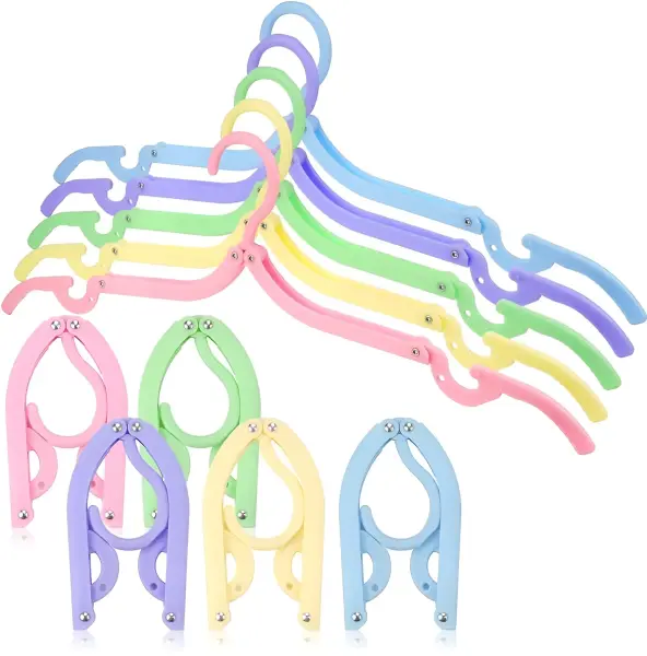 Hslife Portable Colored Folding Clothes Hangers, Portable Folding Travel Hangers, Clothes Drying Rack for Travel(5 Colors)