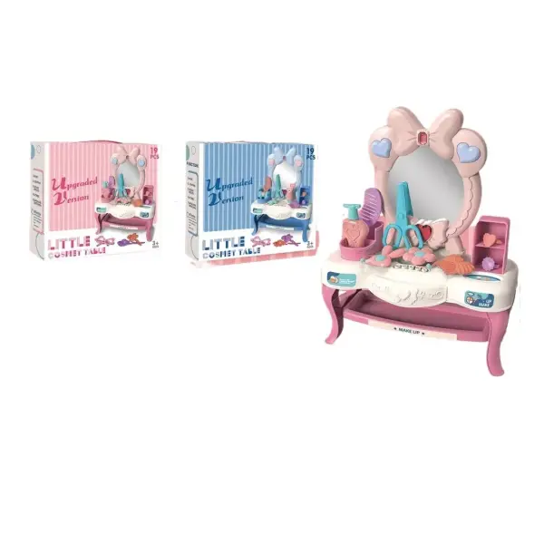 Beauty Set Girls Cosmetic Dresser Table Dress up Makeup Pretend Play Toys Simulative Toy Make up with Light and Music Makeup for Kid