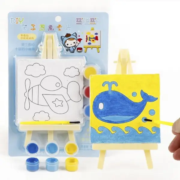 Small Painting kit with Paints, Brush and Stand, Canvas Painting Kit for Kids, Water Color Painting kit, Canvas Painting kit,Return Gift,